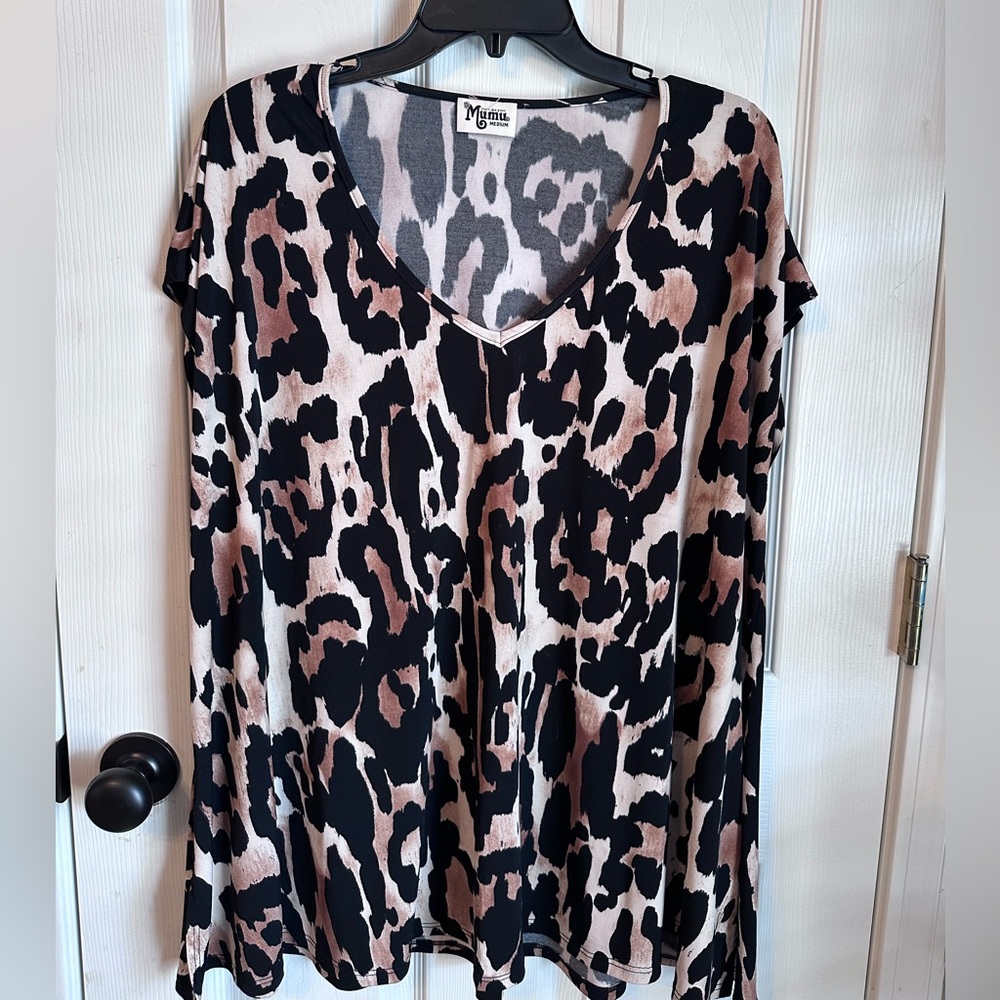 Animal Print V-Neck Top